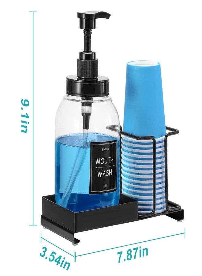 Summark Mouthwash Dispenser for Bathroom,Mouth Wash Pump Bottle with Stainless Steel Cup Holder,24 OZ Refillable Clear Mouthwash Container,BPA Free,Black - Image 5